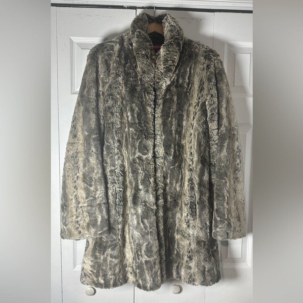 Kristen Blake Black and Gray Faux Fur Coat